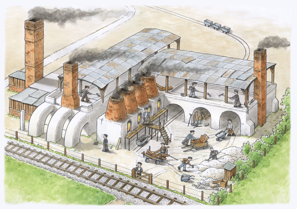 Artist's impression of how the kilns might have looked in operation