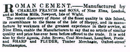 An 1844 advert for Charles Francis and sons